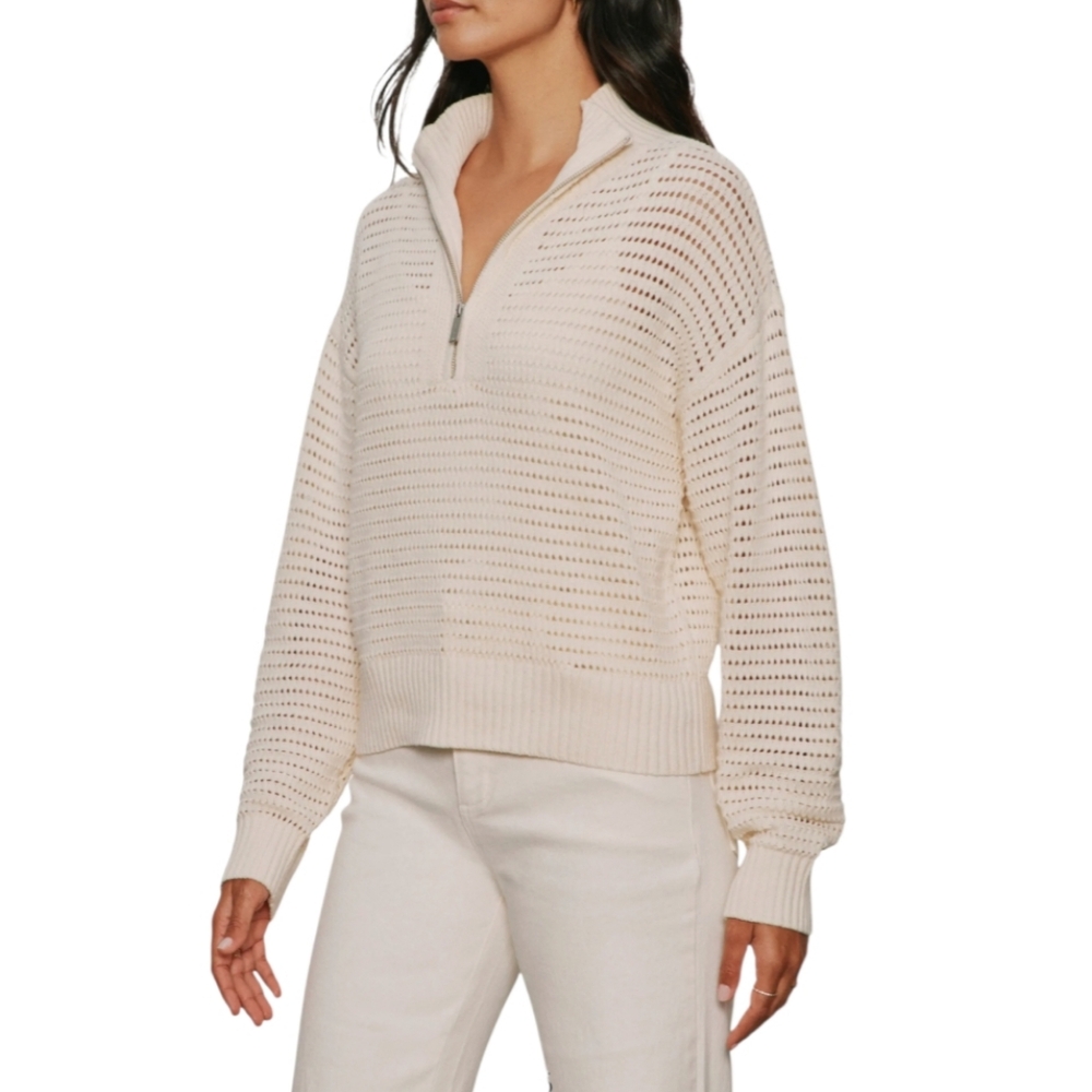 VARLEY Billie Eyelet Minimalist Capsule V-Neck Zip Sweater - Picture 5 of 10